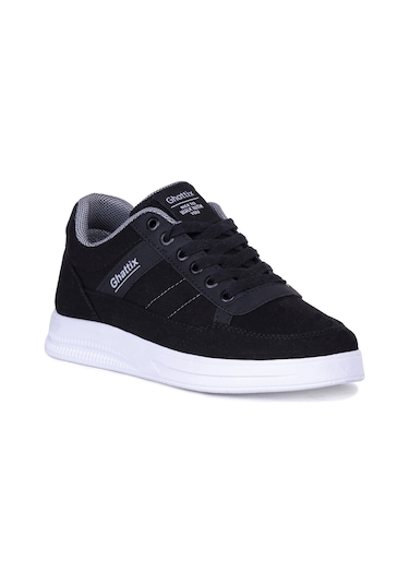 Ghattix Erkek Keten Sneaker Yazlık Mevsimlik Ayakkabı Siyah