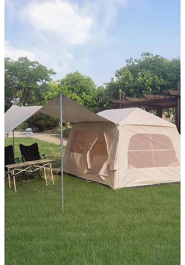Onetick 6 Kişilik 4 Mevsim Şişme Kamp Çadırı 200x250 Pompalı Set Bej