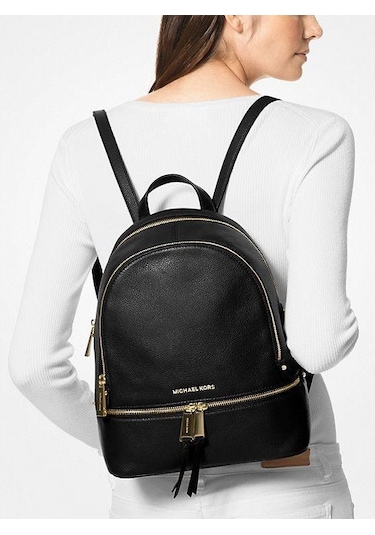 Michael Kors Michael Kors Rhea Zip Medium Leather Backpack 30s5gezb1l Siyah