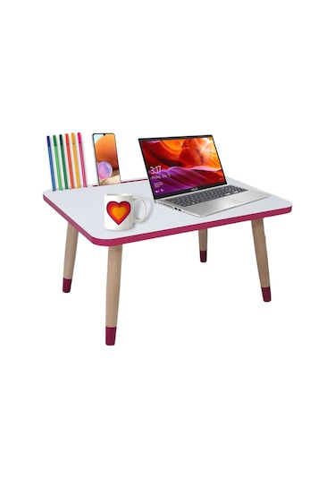 Livaahşap Yatak Koltuk Üstü Laptop Masası-Pembe