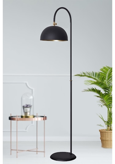 Lambader Eskitme Metal Gövde Modern Tasarım Ayarlanabilir Başlık Yerden Dekoratif Aydınlatma 160 Cm - Siyah