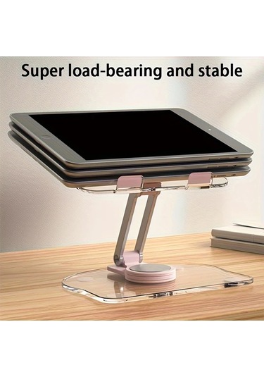 Chenkestoreone 360 Derece Dönebilen Akrilik Tablet Ve Telefon Standı - Katlanabilir, Taşınabilir, Şeffaf Siyah Şeffaf Siyah