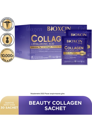 Beauty Collagen Toz 30 Saşe X 10.000 Mg Tip 1 - Tip 3 Hidrolize Kolajen - Keratin