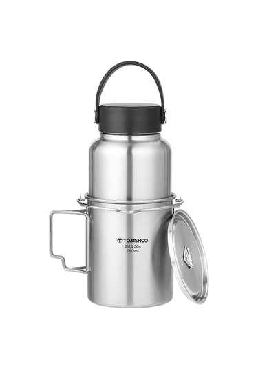 Tomshoo H8315ss-bh+h8-1050ml Paslanmaz Çelik Su Şişesi Sızdırmaz Gümüş