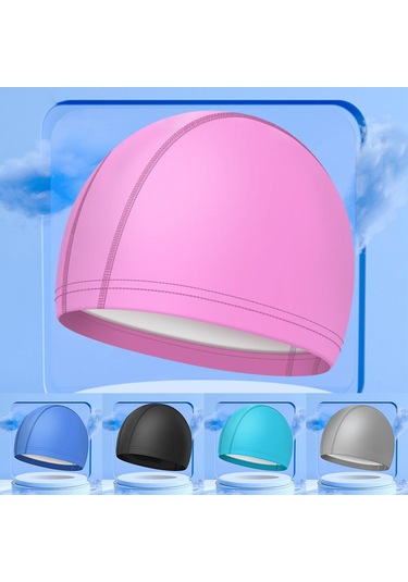 Göl Mavisi Yüksek Elastik Unisex Yüzme Bonesi Uzun Kısa Saç Düz Renk Yüzme Bonesi Mavi