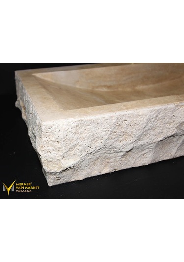 Traverten Batarya Çıkışlı Yay Patlatma Lavabo