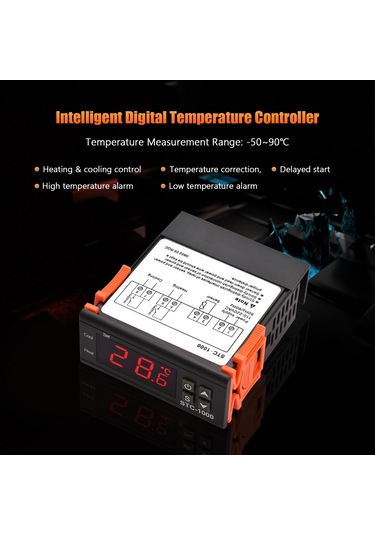 Ac 110-220v Dijital Sıcaklık Kontrol Cihazı Stc-1000 Akıllı Sıcaklık Siyah