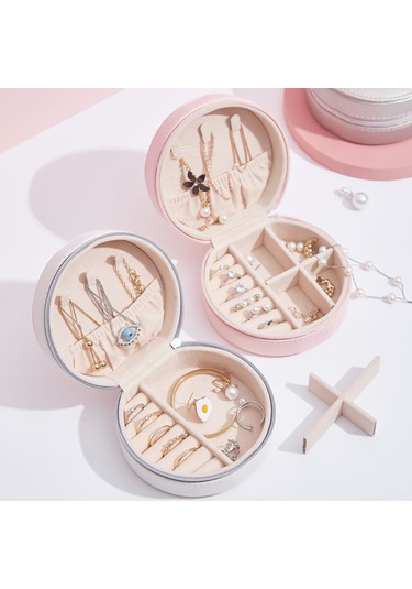 Gajeena Şık Pu Deri Takı Kutusu: Taşınabilir Ve Geniş Kapasiteli Takı Organizasyonu Pembe