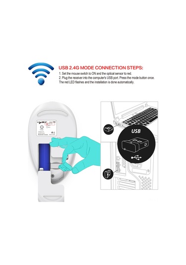 Geeroyoo Hxsj T36 Üç Modlu Kablosuz Fare: Bt5.0, 2.4g, Şarj Edilebilir, 1600dpı, Sessiz Tasarım, Ergonomik 001