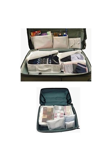 6'lı Valiz Düzenleyici Set - Çizgili Gri