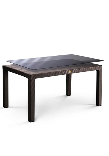 Camlı Masa Takımı 4 Adet Bambu Pro Sandalye 70x120 Cm Acı Kahve