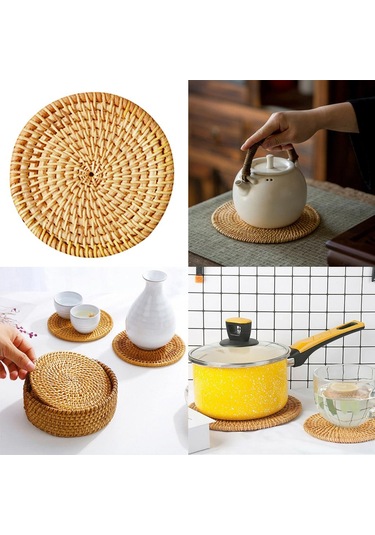 Suntek Isı Yalıtımı Yuvarlak Coaster El Dokuma Rattan 8cm Diğer