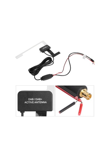Xiyyadms Araç Dab+ Radyo Anteni, 3 Metre Kablo, Mcx Bağlantı, Gömülü Sinyal Güçlendirici, Abs Malzeme, 12v