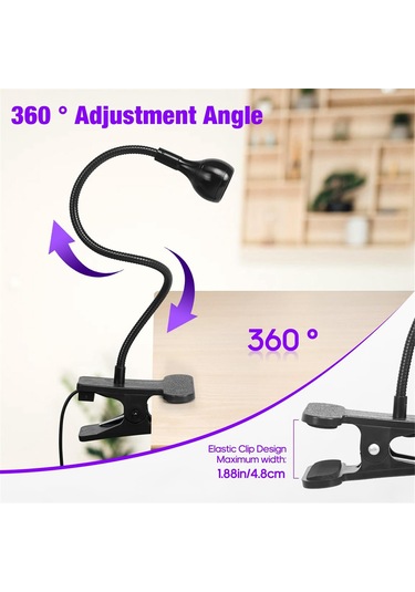 Xurunkeji Taşınabilir Ev Tırnak Lambası Led Tırnak Kurutucusu Tırnak Kürleme Lambası Siyah Kaz Boynu Ve Jel Tırnaklar İçin Uygun Klipsli