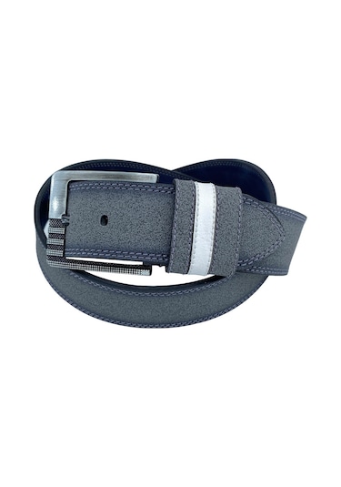Süzer Deri Spor Suni Deri Çift Dikişli Model Erkek Kemer - Gri 4.5 CM Gri
