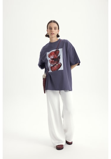 Mai Studıos Mai Studios Co. Pomelo Oversize Füme T-shirt Füme