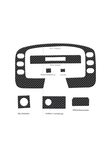 Ford Transit Konsol-torpido Kaplama 1995-1997 12 Parça-karbon Karbon