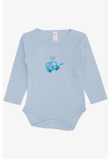 Breeze Erkek Bebek Çıtçıtlı Zıbın Body Araba Baskılı 9 Ay-3 Yaş, Açık Mavi Açık Mavi