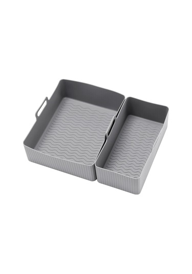 Xurunkeji Air Fryer Tepsisi Air Fryer Liner Sepeti Yeniden Kullanılabilir Fırın Tepsisi Yapışmaz Pizza Fırın Tepsisi B Gri