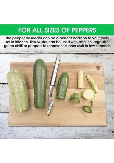 Honmex Çelik Biber Tohum Çıkarıcı, Tüm Biber Boyutları İçin Uygun, Tohum Bölümü İçeren, Pratik Mutfak Aracı