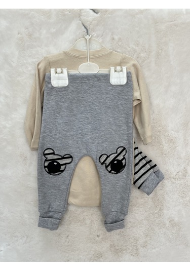 Badili Çizgilimikili İkili Takım Bej