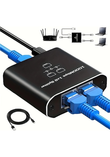 Elmpaly 1'e 2 Gigabit Ethernet Switch Usb-c Güç 1000mbps Rj45 İki Cihaz Bağlantı