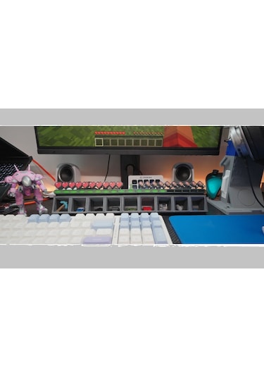 Minecraft Kalp Ve Kazma Temalı Envanter Slotu 30 Cm Uzunluğunda 3d Baskı Masaüstü Süs / Dekorasyon 30 CM