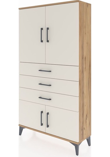Arges Dolap 2 Raflı 3 Çekmeceli 4 Kapaklı 88x30x163 Çam-aytaşı Atlas Çam