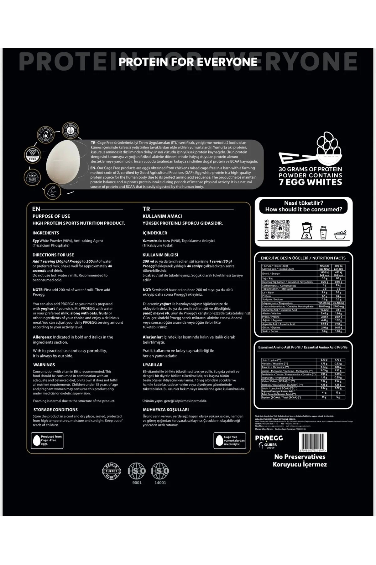 Proegg Sade Yumurta Akı Protein Tozu Aromasız