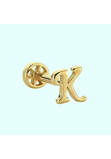 Altın Piercing -K- Harf 14 Ayar Tragus Altın