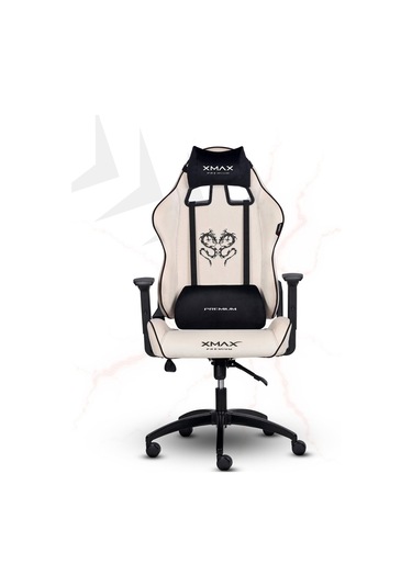 Rio Balerion Terletmez Kadife Kumaş Beyaz Gaming Oyuncu Koltuğu Krem