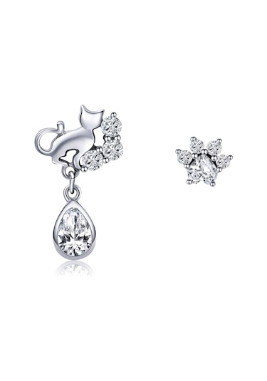 S925 Ayar Gümüş Kedi Retro Küpe Kadın Küpe