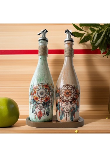 Düşkapanı Desenli Sunum Stantlı 2'li 750 Ml Yağlık Sirkelik