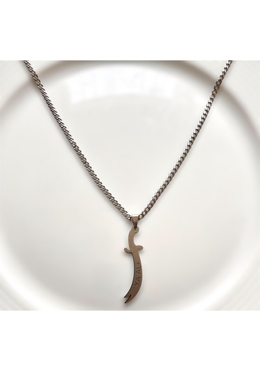 Hz. Ali Temalı Çelik Kararmaz Erkek Kolye 65cm