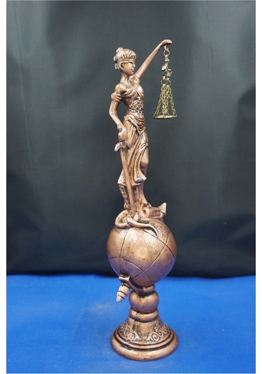 Themis Adalet Terazisi Heykeli 35 Cm Dekoratif Ev & Ofis Biblosu Bakır