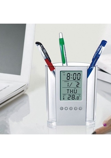 Goldenqian Sürekli Takvim Kalem Saati Elektronik Kalem Saat Silindiri Txjyks Siyah