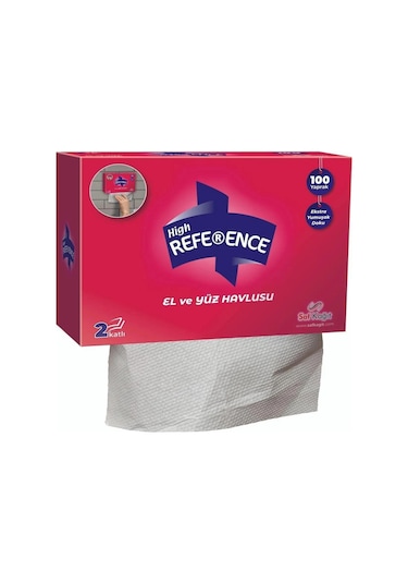 Reference El Yüz Havlusu 2 Katlı 100'lü X 24 Paket Kırmızı