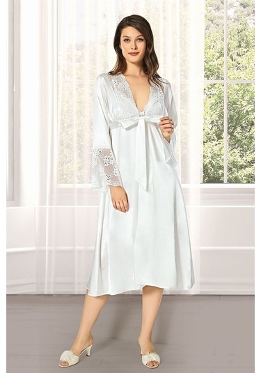 Alissa 8640 Kadın Çeyizlik Saten 6'lı Set-ekru Ekru