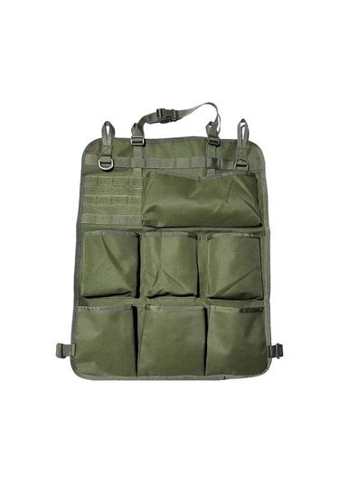 Chuangyinshop 8 Cep Tactical Molle Araç Koltuğu Organizer Army Green Araç Organizasyonu İçin Dayanıklı Haki Yeşili