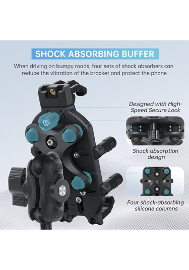 Tenfowee Motorsiklet Tutucu: Cs-1988a1 Cnc Ayarlanabilir Sekiz Kollu Telefon Askısı, Hırsızlık Önleyici Kilitli Siyah