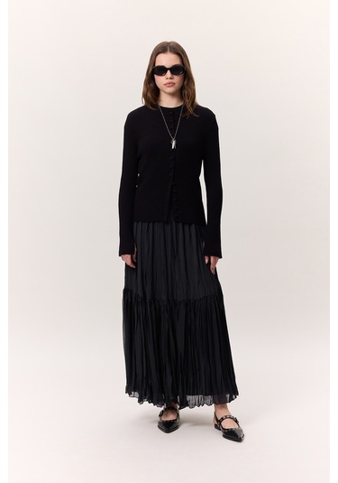 Crush Piliseli Uzun Etek Lacivert Lacivert