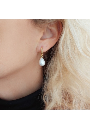 Vaoov 925 Ayar Gümüş Damla Mayorka Inci Küpe