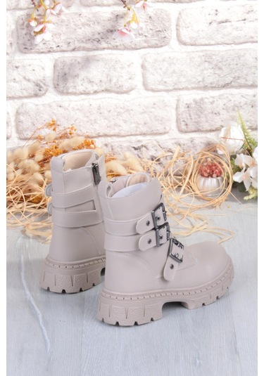 Fort Cool Caneda Anatomik Sıcak Astar Kaymaz Taban Kız Çocuk Bot Bej