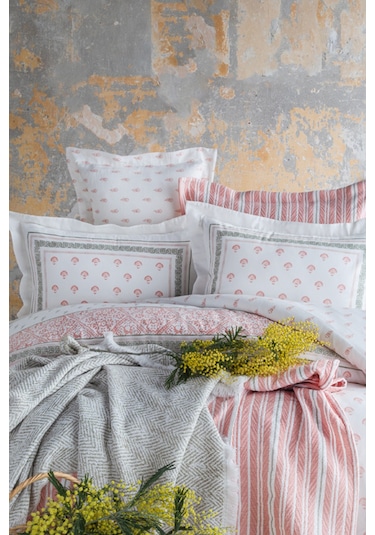 Apricitas Home Florantine Blush Çift Kişilik %100 Pamuk Nevresim Takımı Ve Battaniye-yatak Örtüsü Seti Pembe