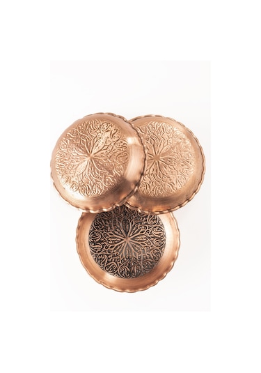 Dmt Copper Home Gaziantep Bakır Çerezlik Seti Kuruyemiş 3 'lü Set 10cm X 2,5cm