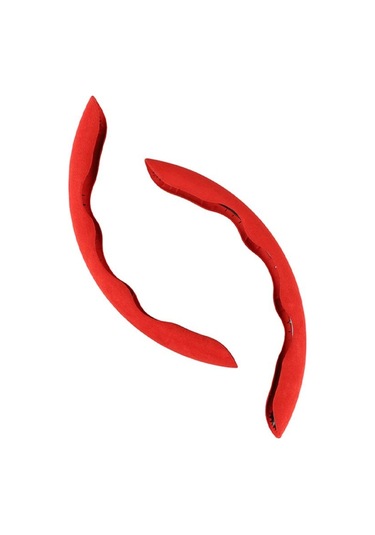 Kırmızı Seametal 1 Çift Evrensel Araba Direksiyon Güçlendirici Kapak İç Karbon Fiber Kaymaz Kapak Direksiyon Koruma Kapağı