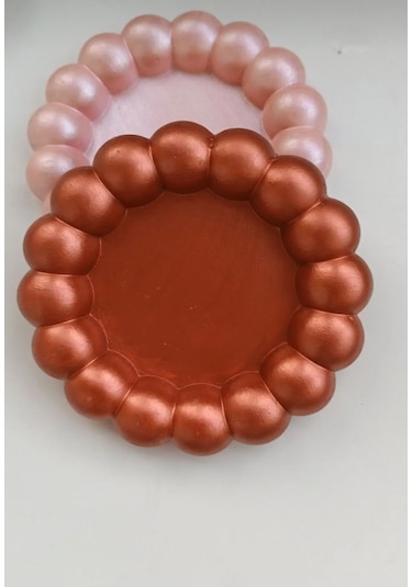 Sedefli Bubble Dekoratif Tabak Seti Takı Tabağı Kiremit/pembe