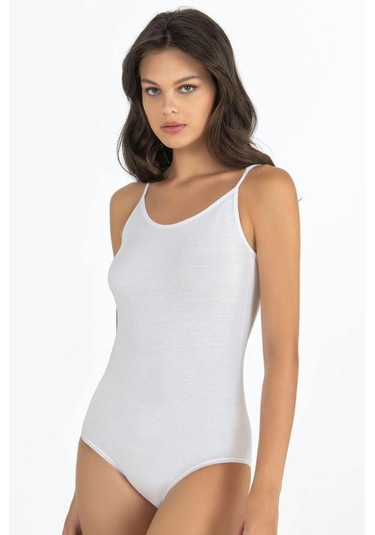 Fabony Bayan İp Askılı Çıtçıtlı Body 1180 Beyaz