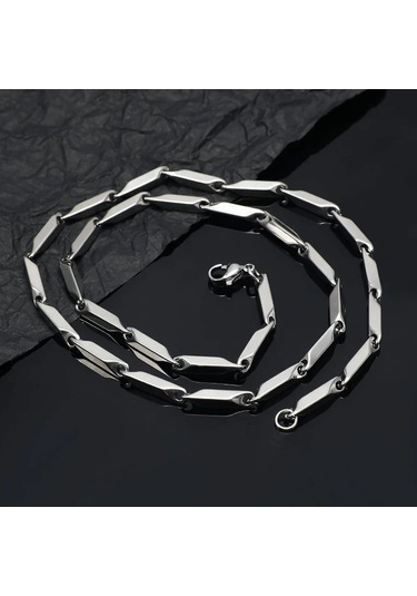 Çelik Kolye Titanyum Melon Düz Model 3 Mm 55 Cm Gümüş Silver Gümüş
