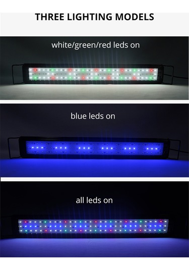 Symbee Akvaryum Işığı Su Geçirmez Ayarı 10 Seviye Işık Regülasyonu 3 Zamanlama Seçeneği Tam Spektrum 60 Led Topu 45-60cm 11w Euro Standartı Siyah